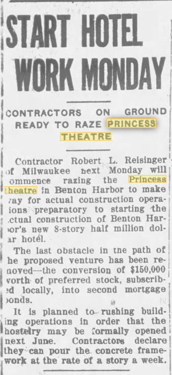 Princess Theatre - Sept 1923 Razed (newer photo)